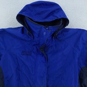 Vintage Columbia L.L. Bean Jacket Womens Medium Blue Hooded Parka Coat 90s Korea